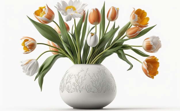 Tulpen in der Vase auf weißem Hintergrund