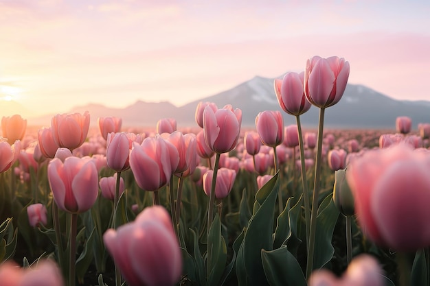 Tulpenfelder, rosa, gelb, rot, Tulpen