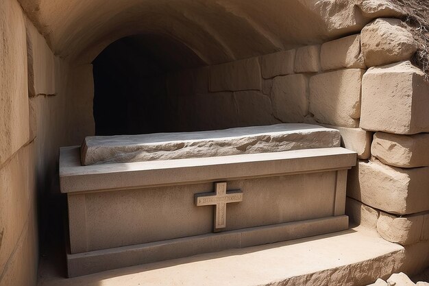 Foto la tumba de jesús estaba vacía y la imagen de una cruz