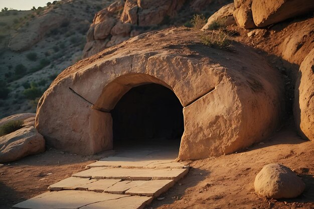 tumba vacía de Jesucristo al amanecer resurrección