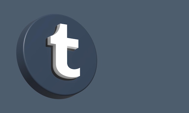 Tumblr Botão Círculo Ícone 3D Modelo Elegante Espaço em Branco