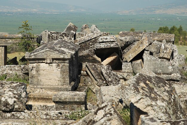 Túmulos na cidade antiga de Hierápolis Pamukkale Denizli Turkiye