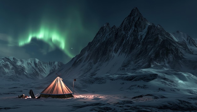 Foto tundra tapicería auroras susurran a través de las lentes de las cámaras de juguete en el reino de la irrealidad un reveri nevado