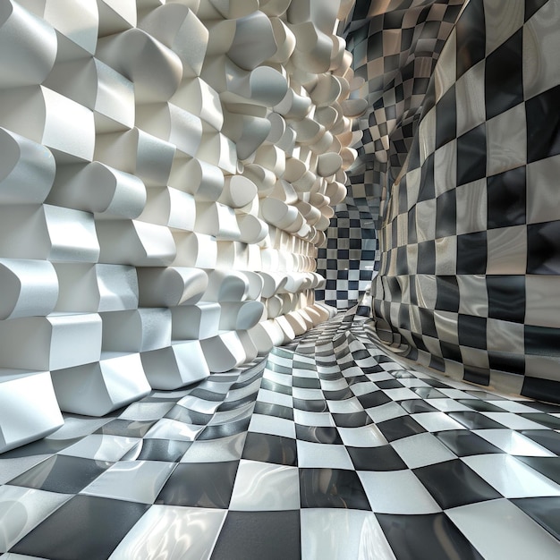 Foto túnel a xadrez preto e branco