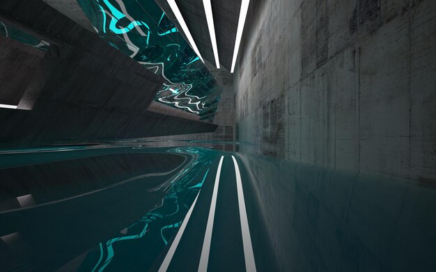 Un túnel de agua con un fondo azul y verde.