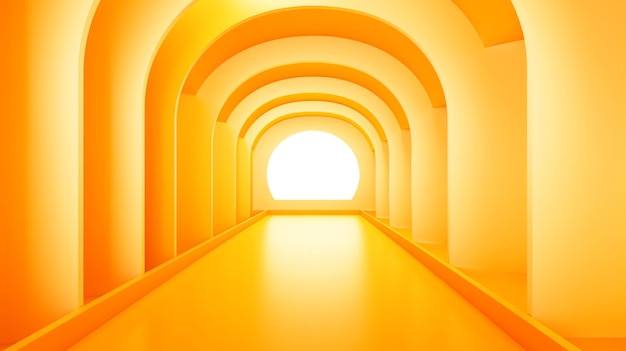 un túnel amarillo con una luz brillante