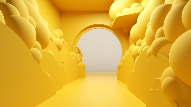 Un túnel amarillo con nubes