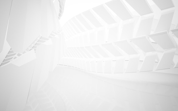 Un túnel blanco con escaleras y un fondo blanco.