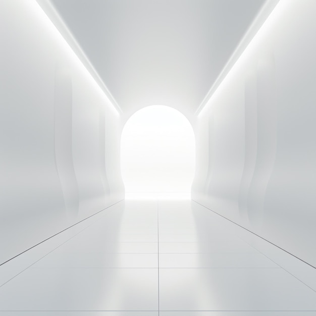 Un túnel blanco con una luz al final.