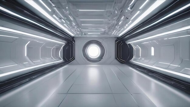 Túnel blanco vacío con renderización 3D de estilo futurista