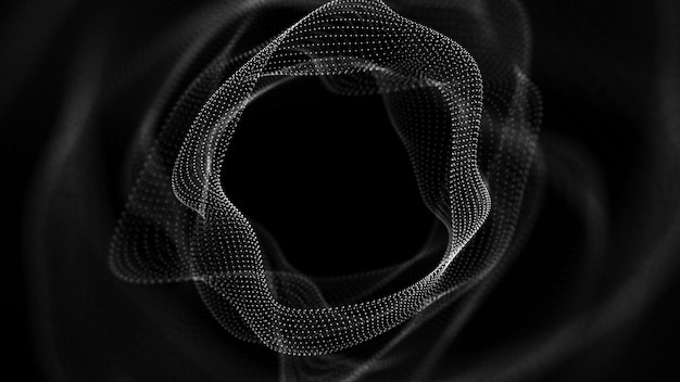 Túnel cibernético que consta de puntos brillantes en movimiento Fondo espacial infinito futurista Concepto de transferencia de datos en el ciberespacio Ilustración de Hitech Renderización 3D