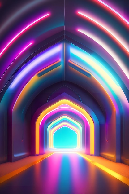Un túnel colorido con luz