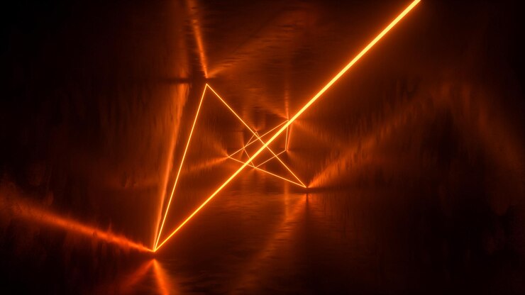 Foto túnel com linhas de neon passando por um túnel futurista, fundo de tecnologia - renderização em 3d