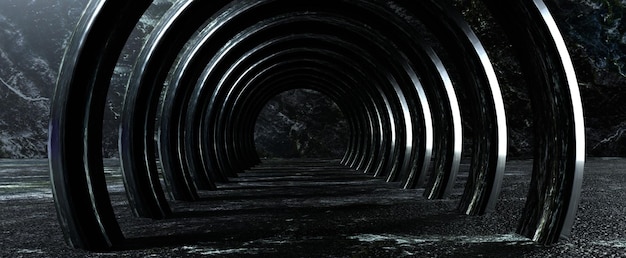 Túnel de anel de fundo de mármore preto
