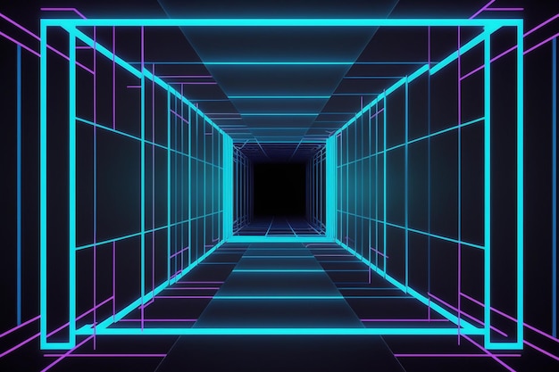 Túnel de laser colorido neon futurista