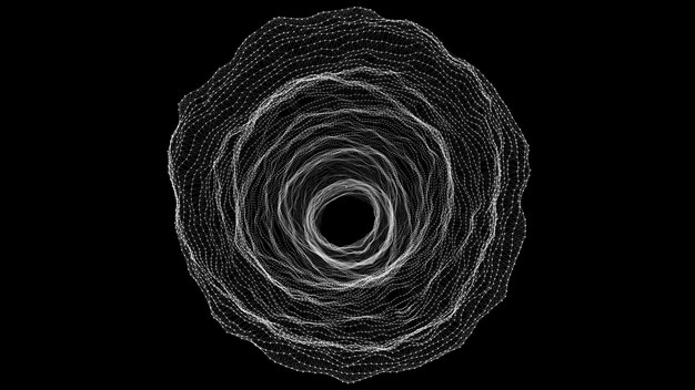 Túnel de portal 3d abstrato ou buraco de minhoca Wireframe 3D túnel de superfície renderização em 3d