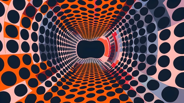 Foto túnel de vórtice psicodélico hipnotizante de padrões de ilusão óptica vibrantes