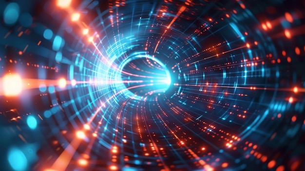 Túnel digital con luces brillantes