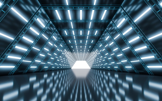 Túnel do corredor iluminado com luz
