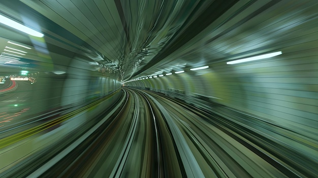 Túnel em movimento trem borrado movimento abstrato fundo da Ásia baía ponte azul paisagem da cidade