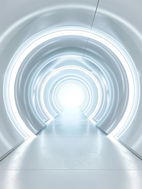 Un túnel espiral luminoso compuesto de arcos y anillos concéntricos brillantes que llevan al espectador a un cautivador espacio de otro mundo