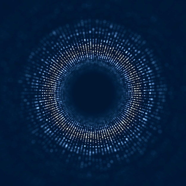 Túnel de estructura metálica abstracta Agujero de gusano Rejilla de portal 3D Embudo de fantasía futurista Representación 3d