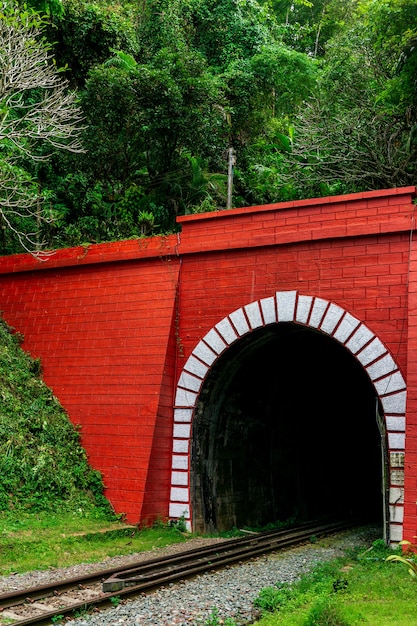 Túnel ferroviário antigo na montanha