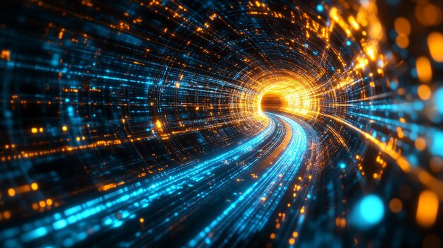 un túnel de fondo de luz azul ai generado