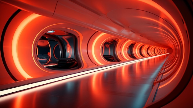 túnel futurista com iluminação IA generativa