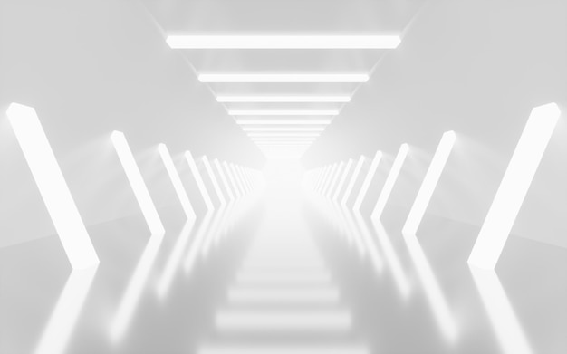 Túnel geométrico blanco renderizado en 3D