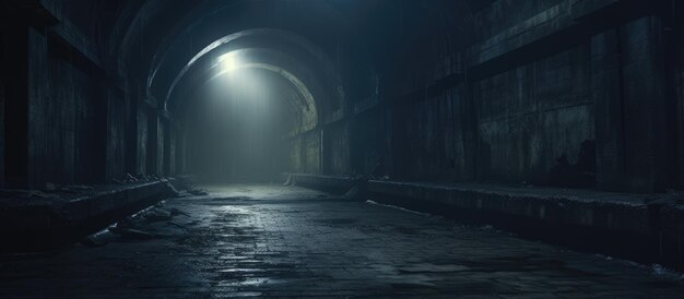 Foto un túnel de hormigón espeluznante y desierto.