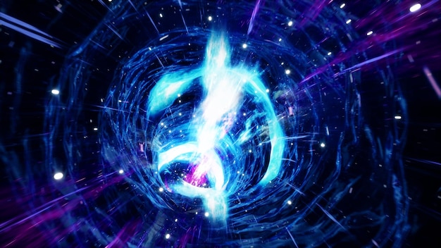 Túnel de ilustración 3D o agujero de gusano, túnel que puede conectar un universo con otro. Deformación de túnel de velocidad abstracta en el espacio, agujero de gusano o agujero negro, escena de superación del espacio temporal en el cosmos.