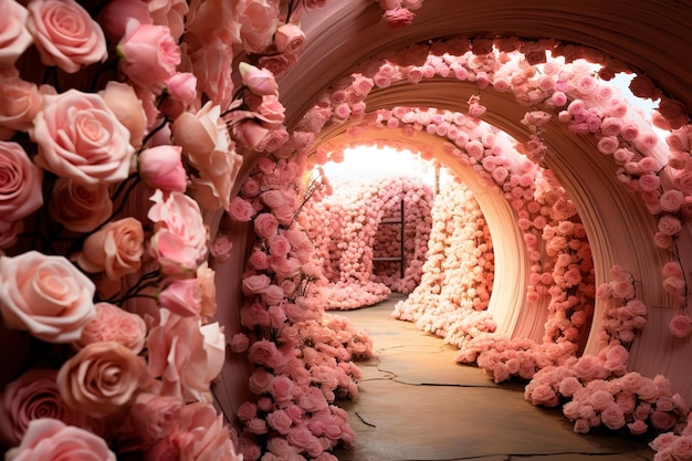 túnel imagen de fondo rosa rosas camino