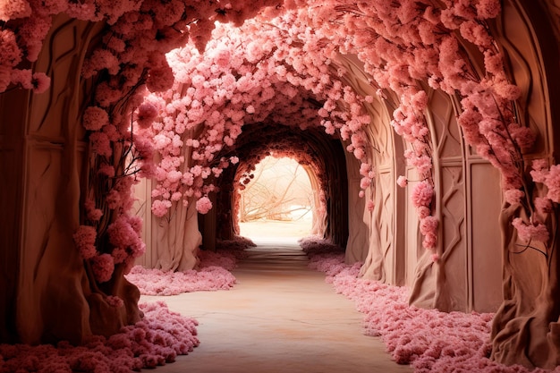 túnel imagen de fondo rosa rosas camino