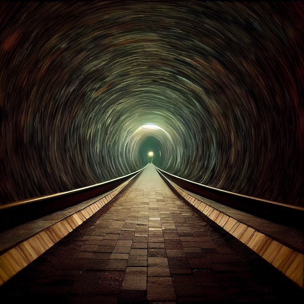 Túnel infinito con corredor oscuro