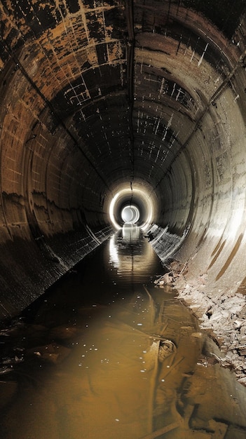 Foto un túnel inundado y abandonado