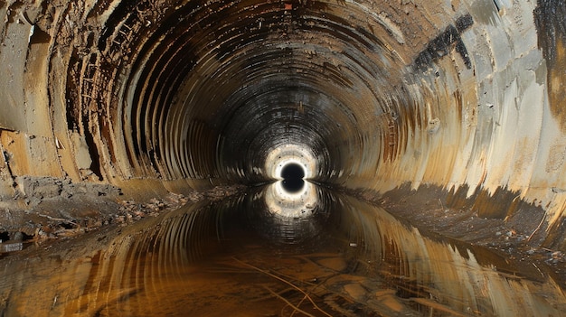 Foto un túnel inundado y abandonado