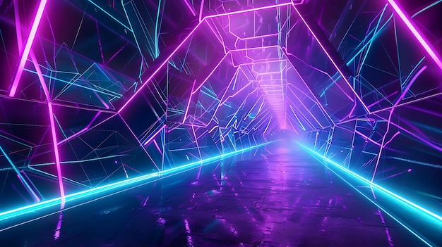 un túnel con luces de neón y un túnel que dice luz