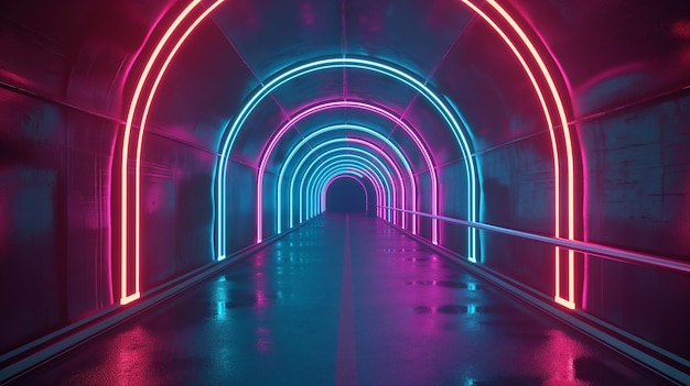 Túnel con luces de neón