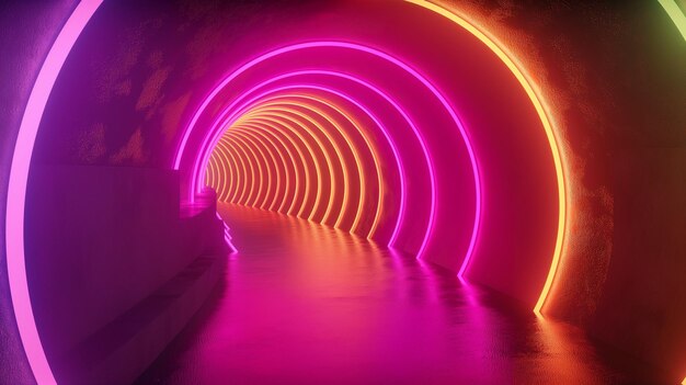 Túnel con luces de neón