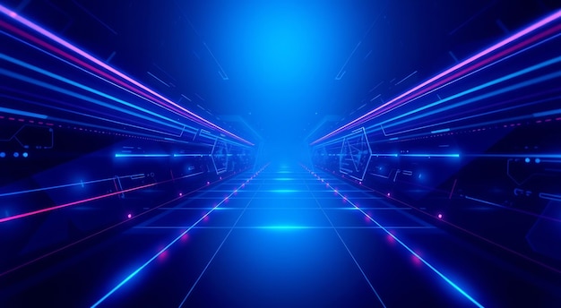 un túnel con una luz azul y rosa