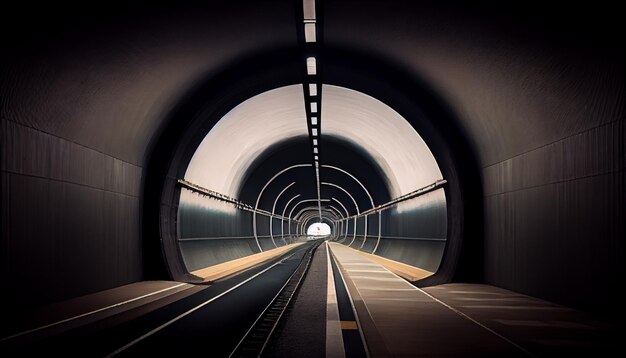 Un túnel con una luz en la parte superior.