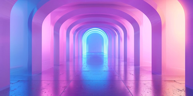 un túnel con una luz púrpura y verde en él