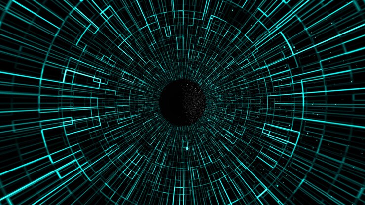 Túnel de marco de alambre Tecnología de círculo virtual futurista