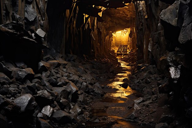 Túnel de una mina de oro desierta