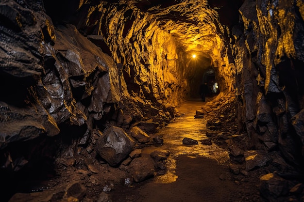 Túnel de una mina de oro desierta