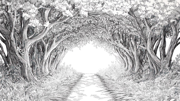 El túnel monocromático de los árboles: un camino marcado hacia la tranquilidad
