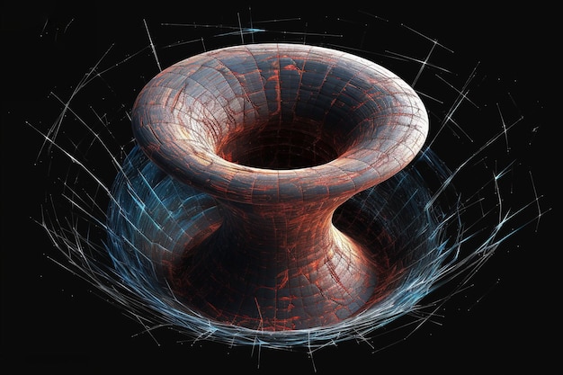 Túnel o túnel de agujero de gusano que puede conectar un universo con otro Deformación de túnel de velocidad abstracta en el espacio Escena de agujero de gusano o agujero negro de superación del espacio temporal en el cosmos