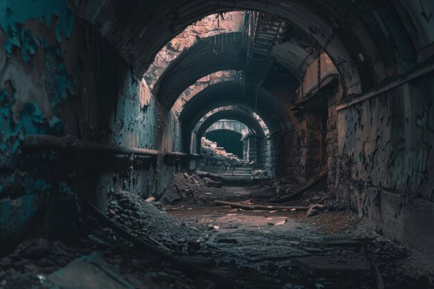 El túnel oscuro con graffiti
