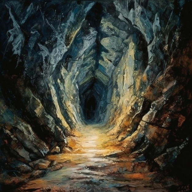 un túnel oscuro con una luz en el fondo.